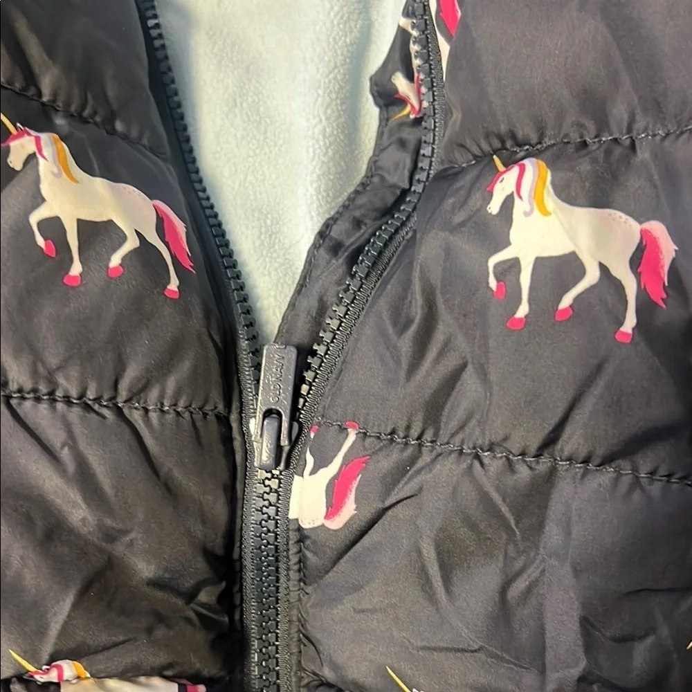 Kids Unicorn Print Jacket - Black
